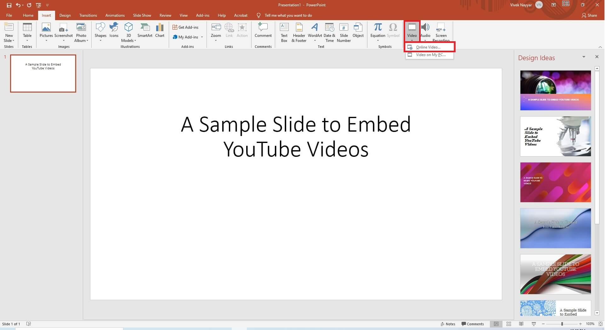 embed youtube video in powerpoint for mac